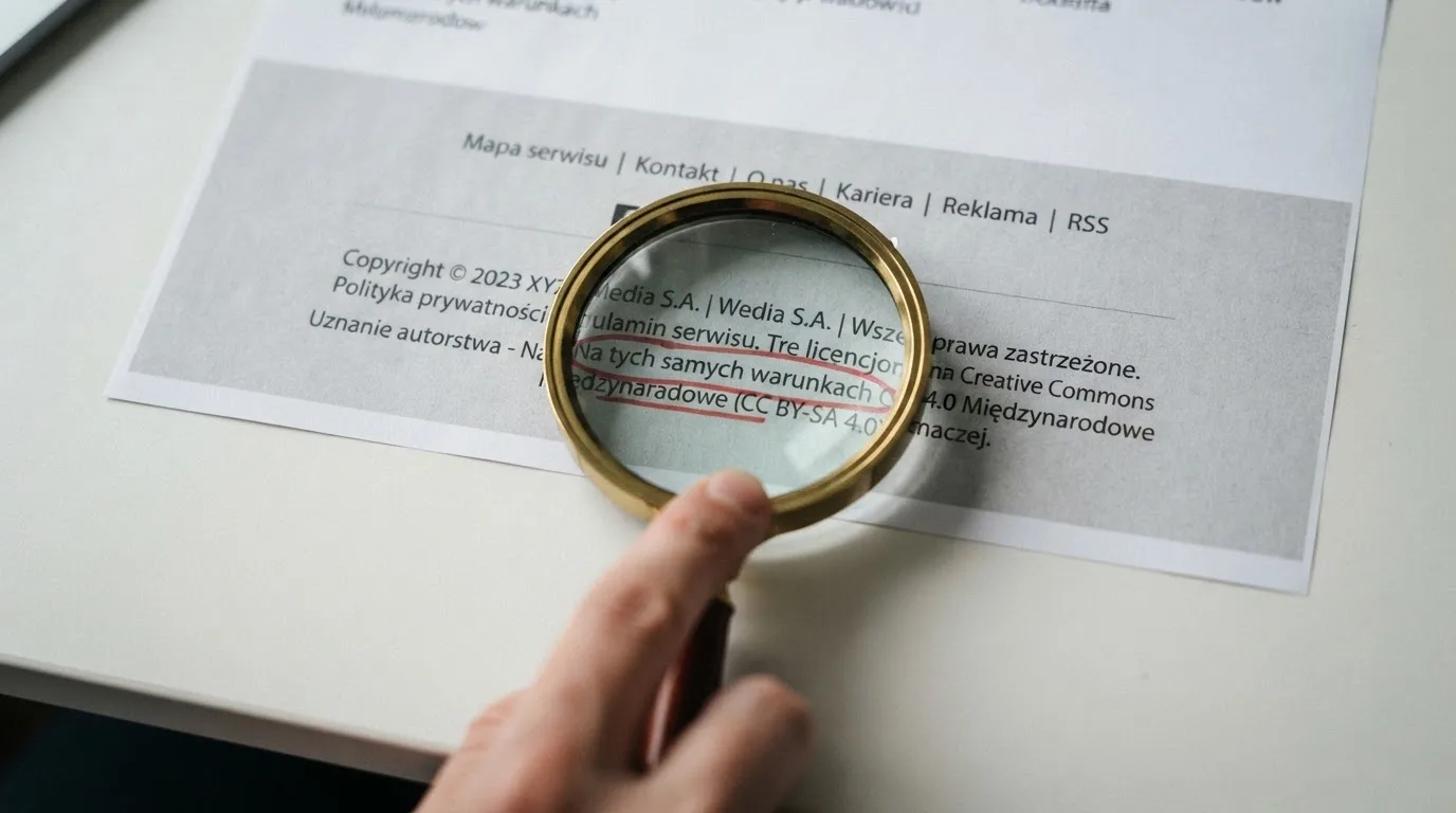 Lupa nad stopką strony kasyna, w której zakreślono na czerwono stary numer licencji z Curaçao